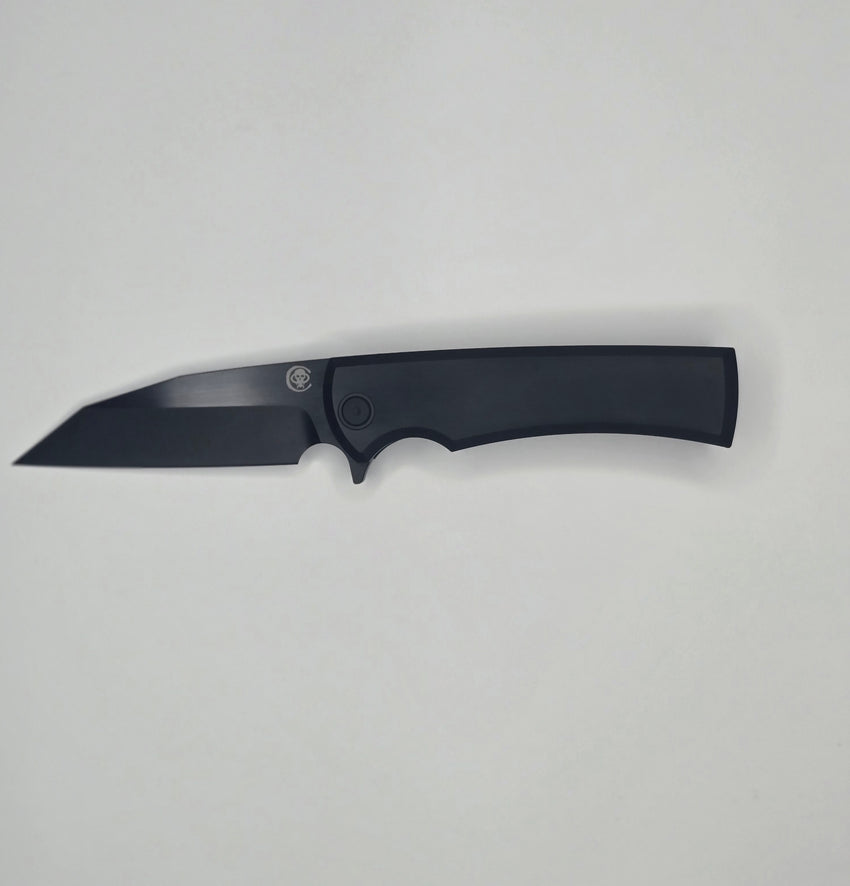 Chaves Knives Sangre Integral Street Folding Knife Stonewashed Black Titanium Satin Black PVD M390 Blade