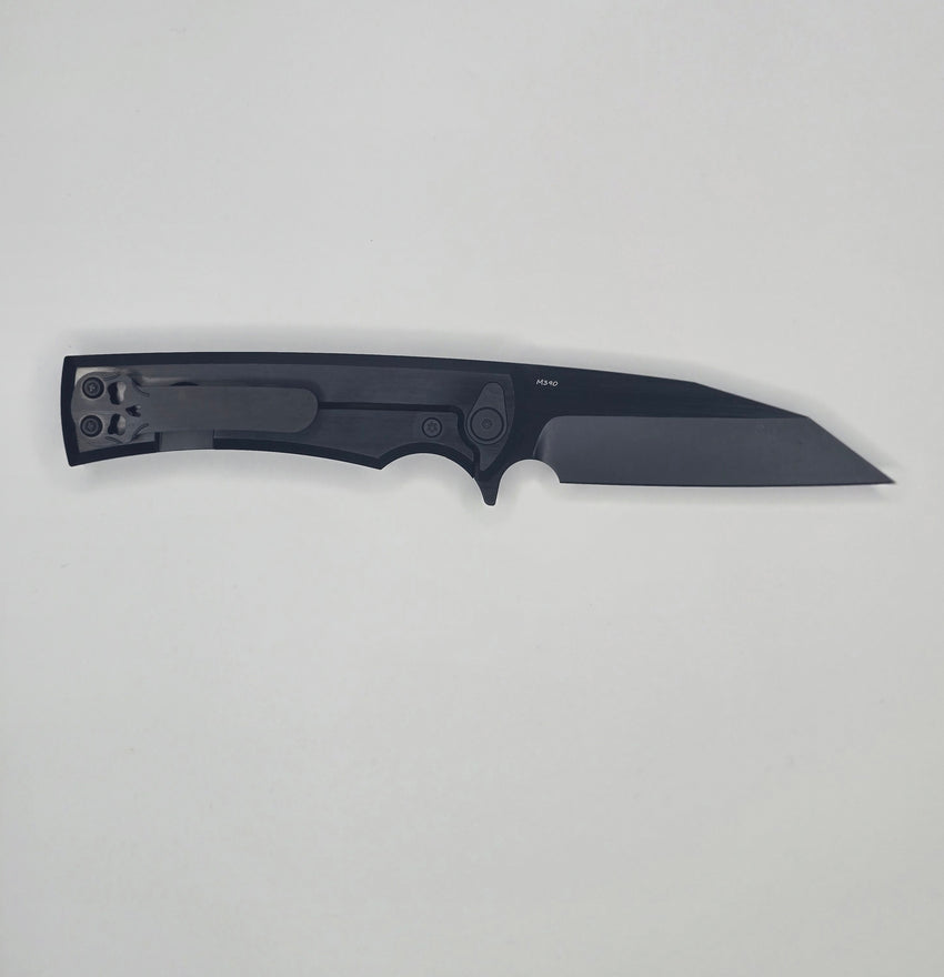 Chaves Knives Sangre Integral Street Folding Knife Stonewashed Black Titanium Satin Black PVD M390 Blade