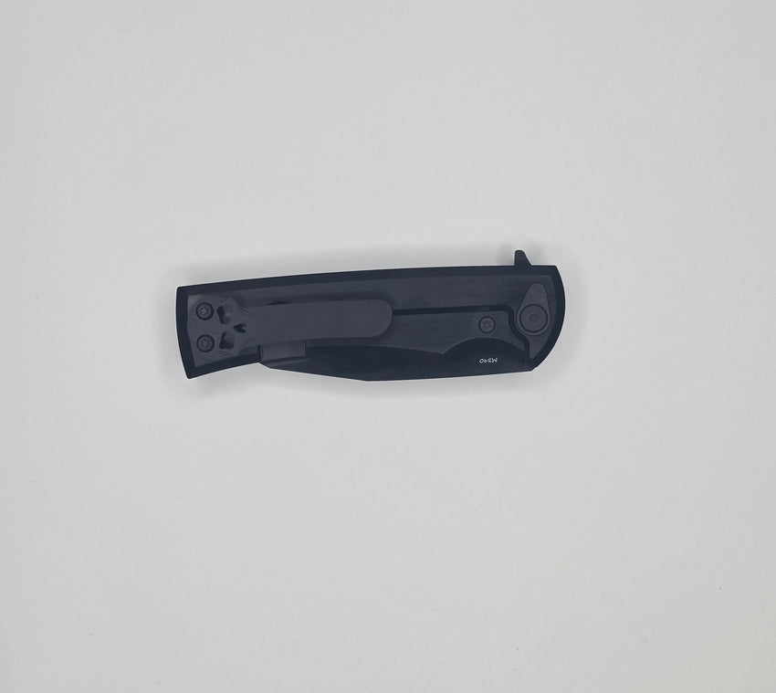 Chaves Knives Sangre Integral Street Folding Knife Stonewashed Black Titanium Satin Black PVD M390 Blade