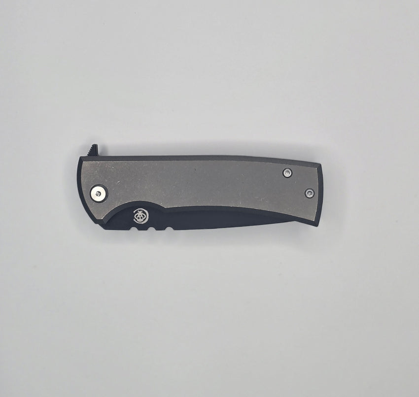 Chaves Knives Redencion 229 Kickstop Titanium Stonewash 3.625" M390 Tanto Chisel Blade