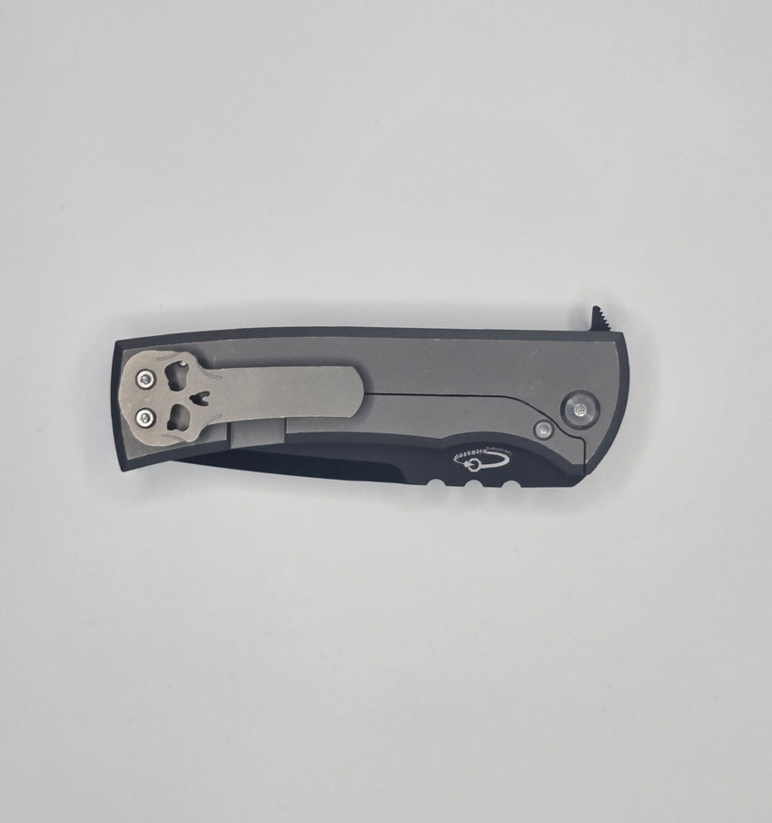 Chaves Knives Redencion 229 Kickstop Titanium Stonewash 3.625" M390 Tanto Chisel Blade