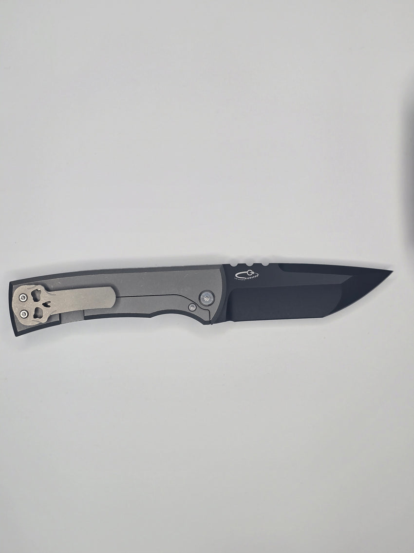 Chaves Knives Redencion 229 Kickstop Titanium Stonewash 3.625" M390 Tanto Chisel Blade