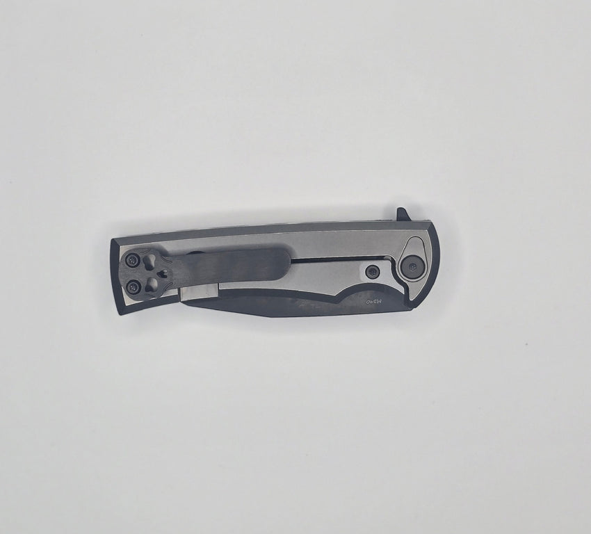 Chaves Knives Sangre Integral Street Folding Knife Bright Stonewashed Titanium Black PVD M390 Blade