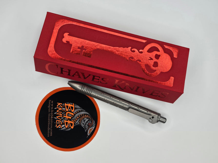 Chaves Knives Titanium Clicker Pen - Vertical Lines