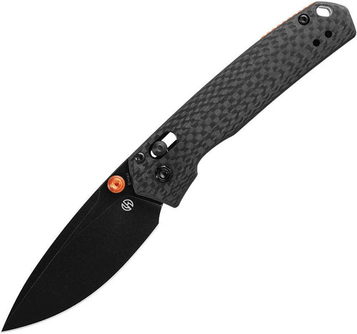 Vosteed Mini Psyop – 2.69″ Black Elmax Blade, Carbon Fibre Handle, Crossbar Lock