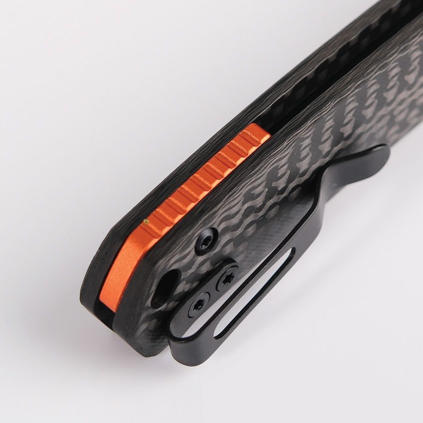 Vosteed Mini Psyop – 2.69″ Black Elmax Blade, Carbon Fibre Handle, Crossbar Lock