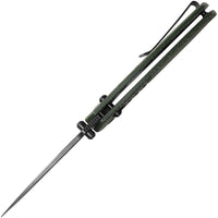 Vosteed Corsair – 3.25″ Black Stonewash Nitro-V Blade, Green Micarta Handle, Crossbar Lock