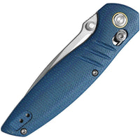 Vosteed Corsair – 3.25″ Stonewash Nitro-V Blade,Blue Micarta Handle, Crossbar Lock – CS29NWMK