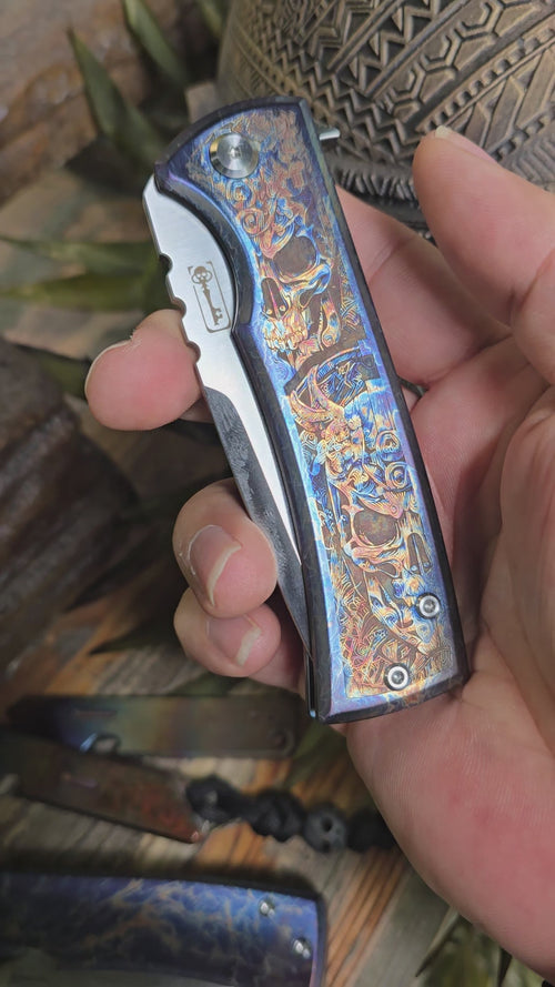B4B custom Shop Chaves Knives 229 Redencion Flame Anodized