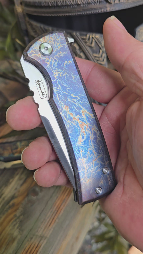 B4B custom Shop Chaves Knives 229 Redencion Flame Anodized